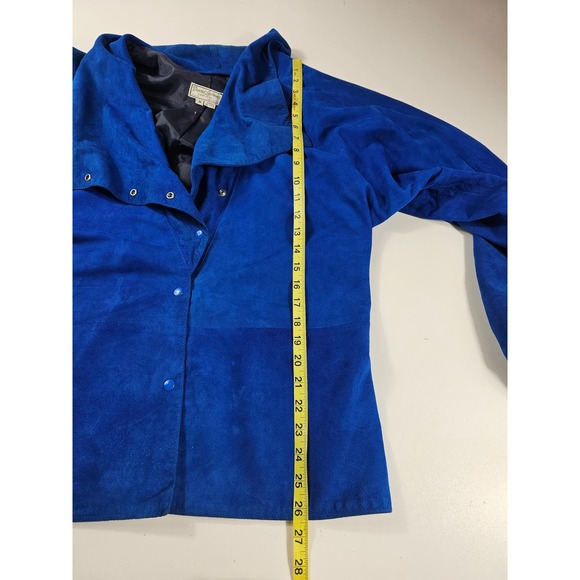 David Laurenz leathers made in USA vivid blue suede shaket w/ tie M ^ - Picture 7 of 8